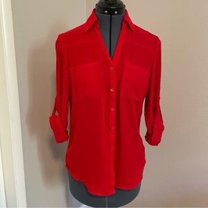 EUC Red Express Portofino Button Up Blouse